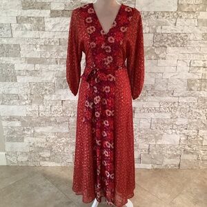 Taylor Floral Chiffon Belted Maxi Dress (NWOT)